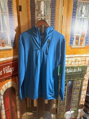 bcg Blue Hooded Active Zip Jacket